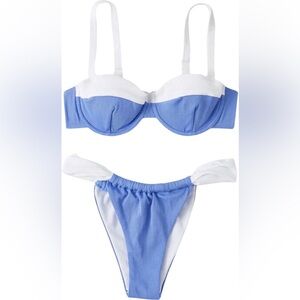 Elegant‎ Blue and White Bikini Set